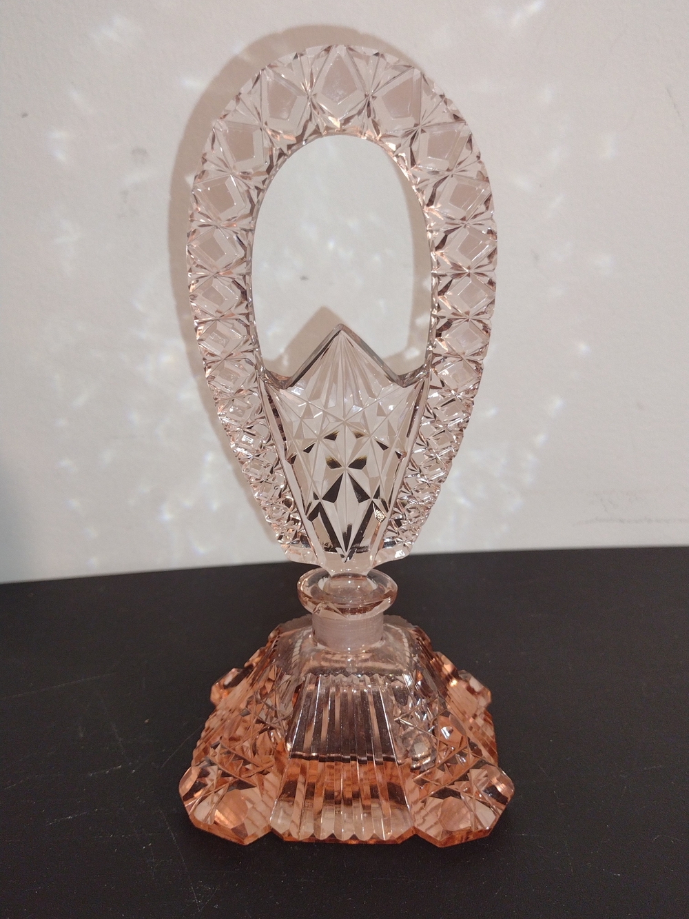 Pink Cut Glass Perfume Bottle Accent